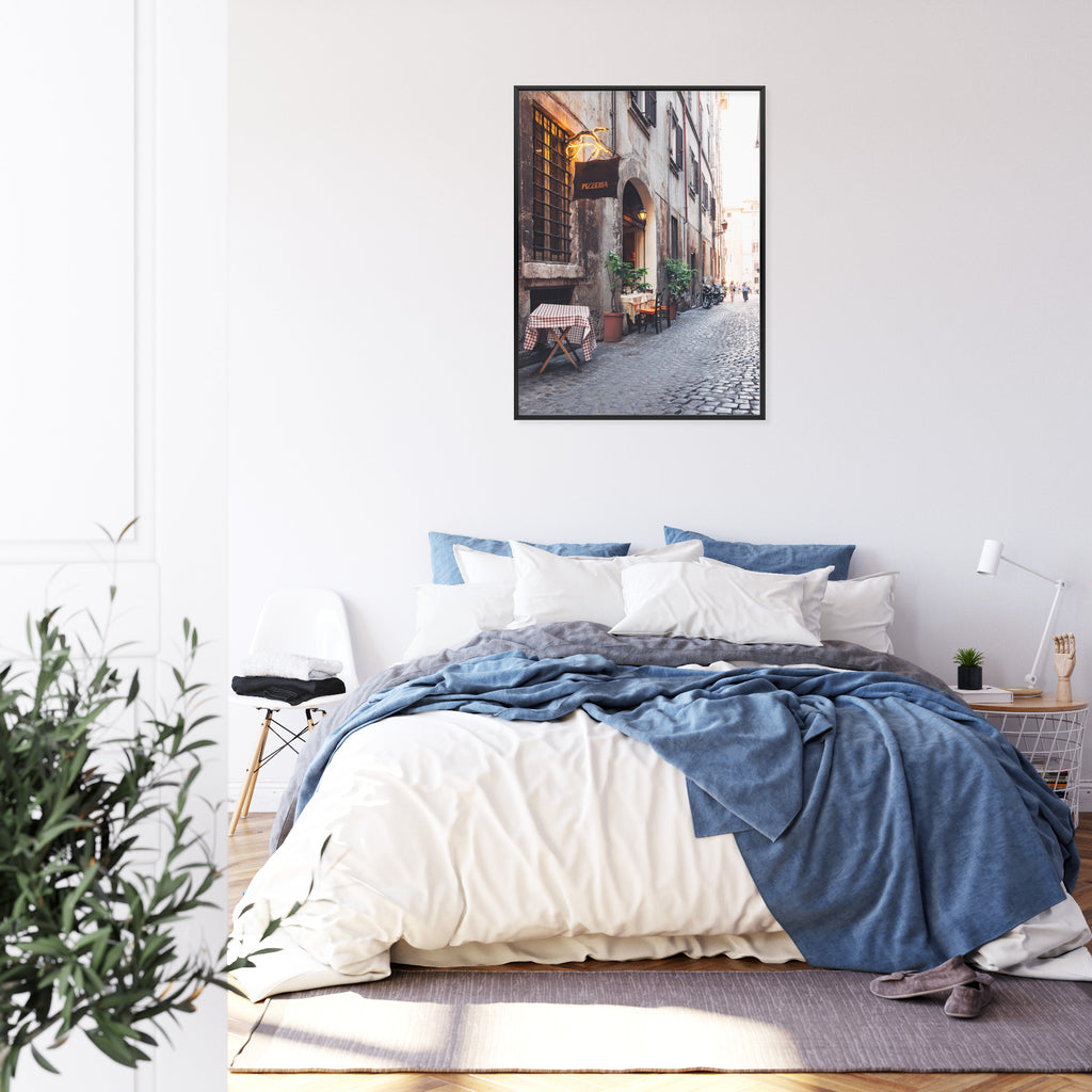 Plakat Klimatyczna Uliczka W Rzymie Z Kawiarnią Rama Aluminiowa Kolor Czarny