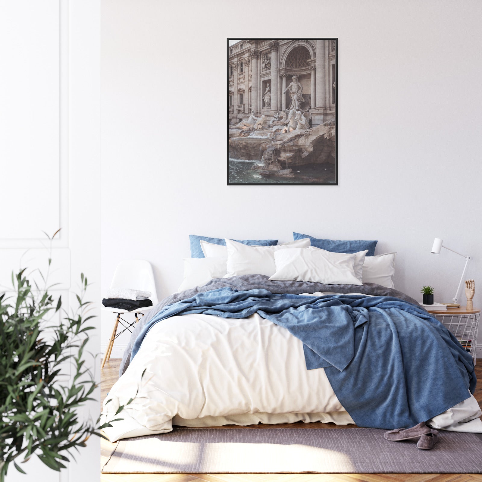 Plakat Fontanna W Rione Trevi Rzym Rama Aluminiowa Kolor Czarny
