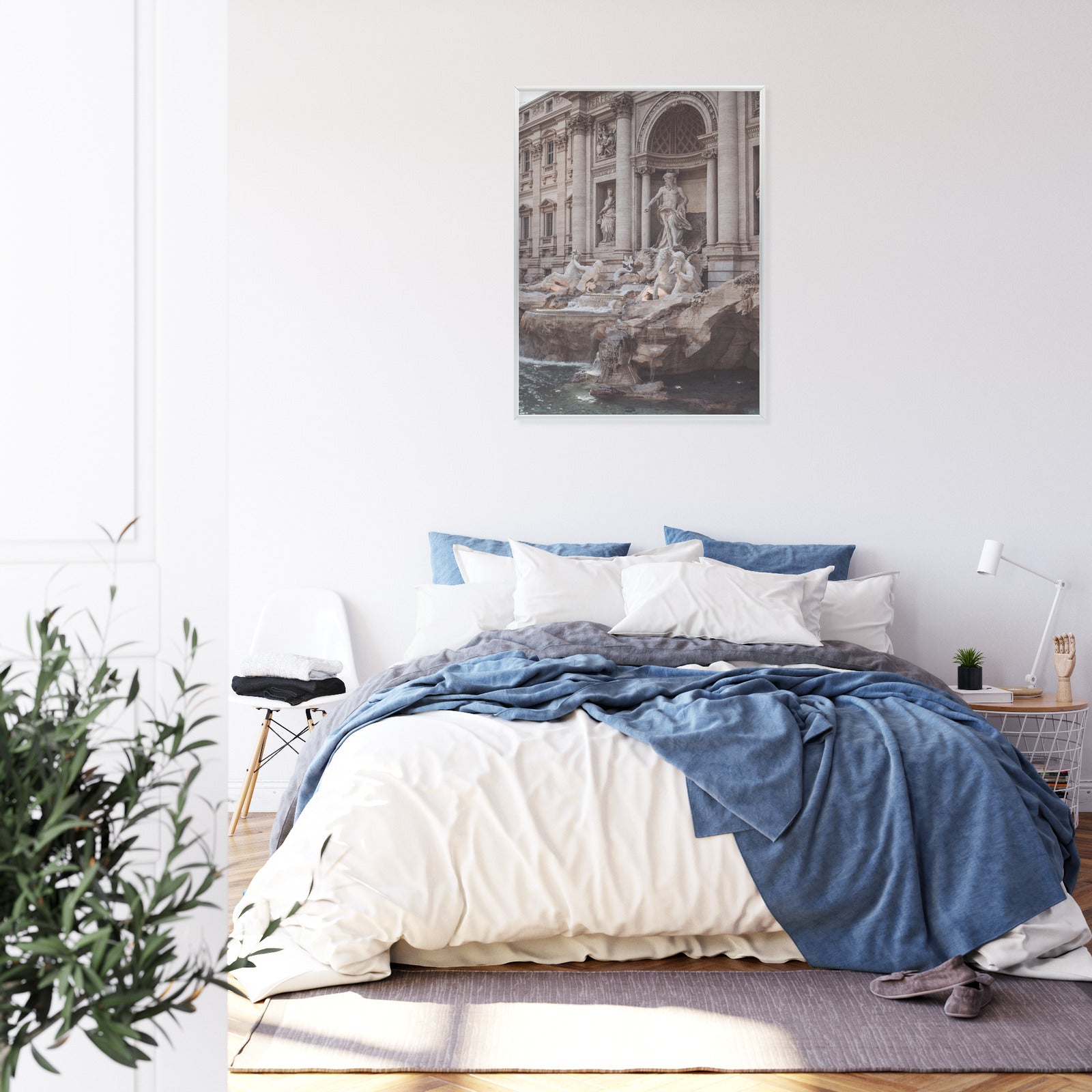 Plakat Fontanna W Rione Trevi Rzym Rama Aluminiowa Kolor Czarny