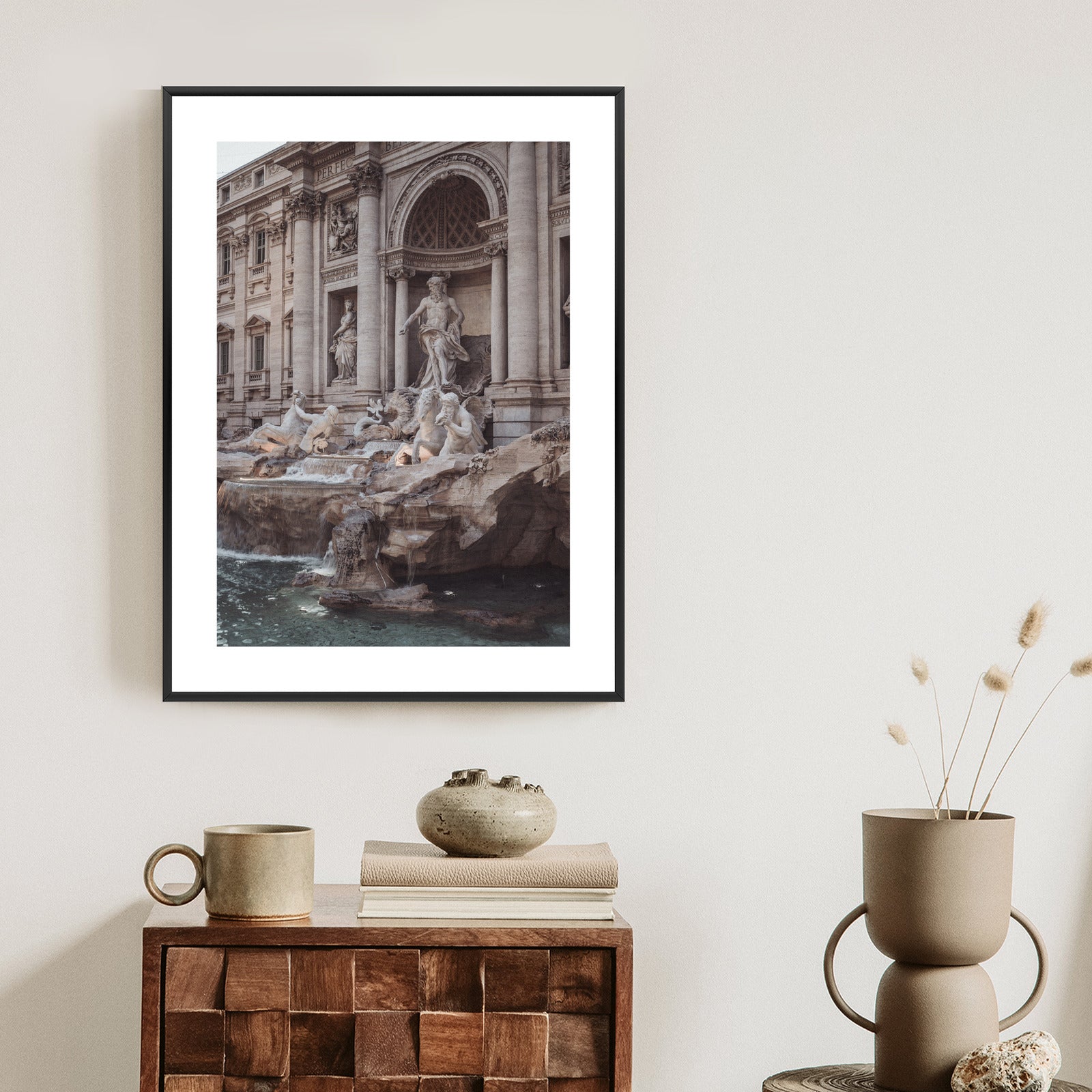 Plakat Fontanna W Rione Trevi Rzym Rama Aluminiowa Kolor Czarny