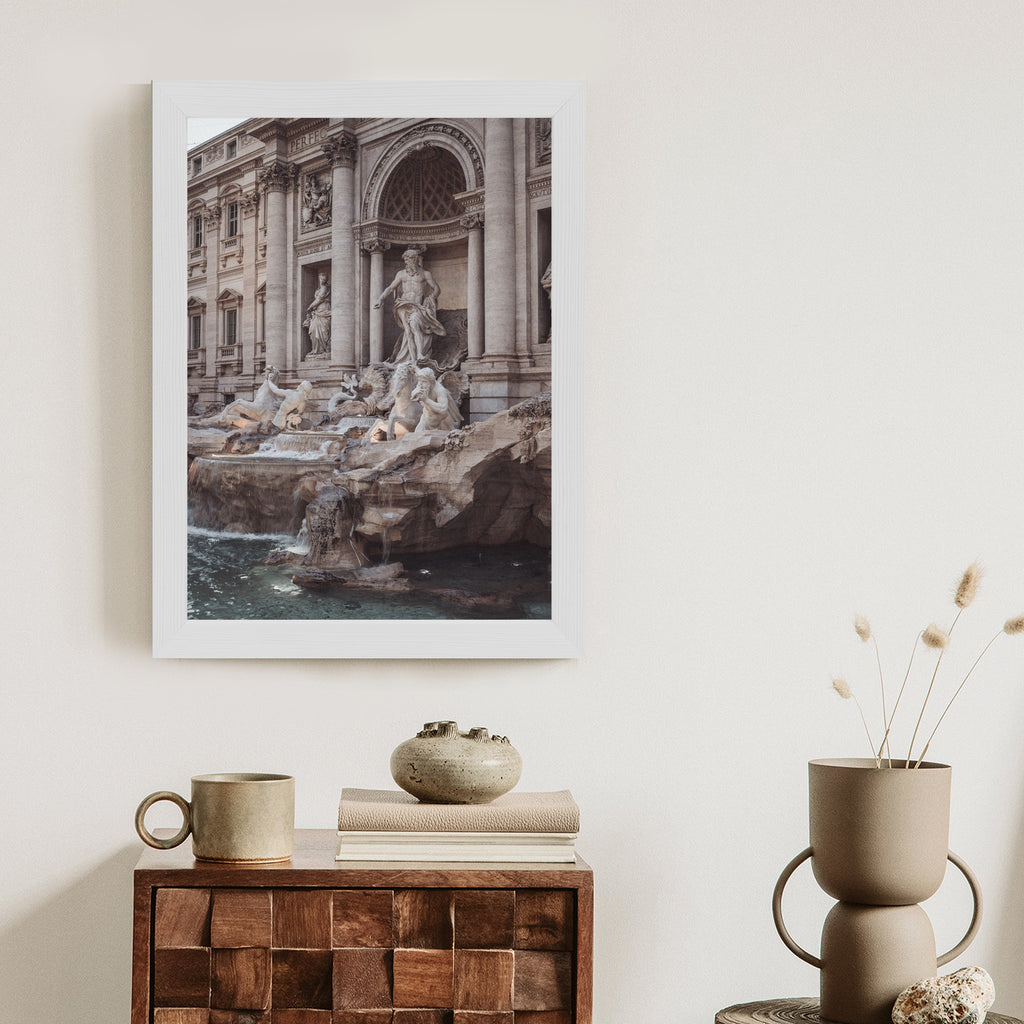 Plakat Fontanna W Rione Trevi Rzym Rama Aluminiowa Kolor Czarny