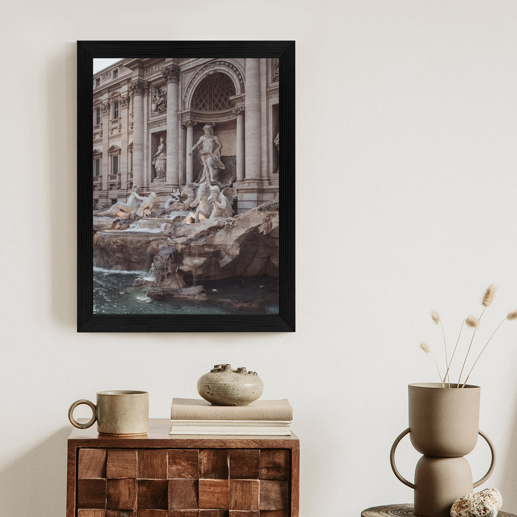 Plakat Fontanna W Rione Trevi Rzym Rama Aluminiowa Kolor Czarny