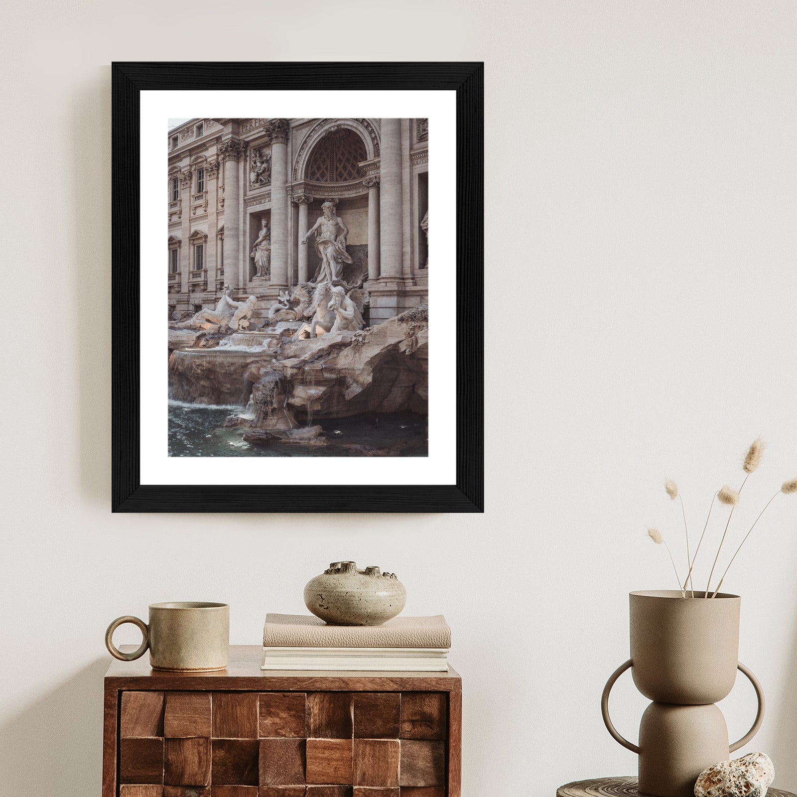 Plakat Fontanna W Rione Trevi Rzym Rama Aluminiowa Kolor Czarny