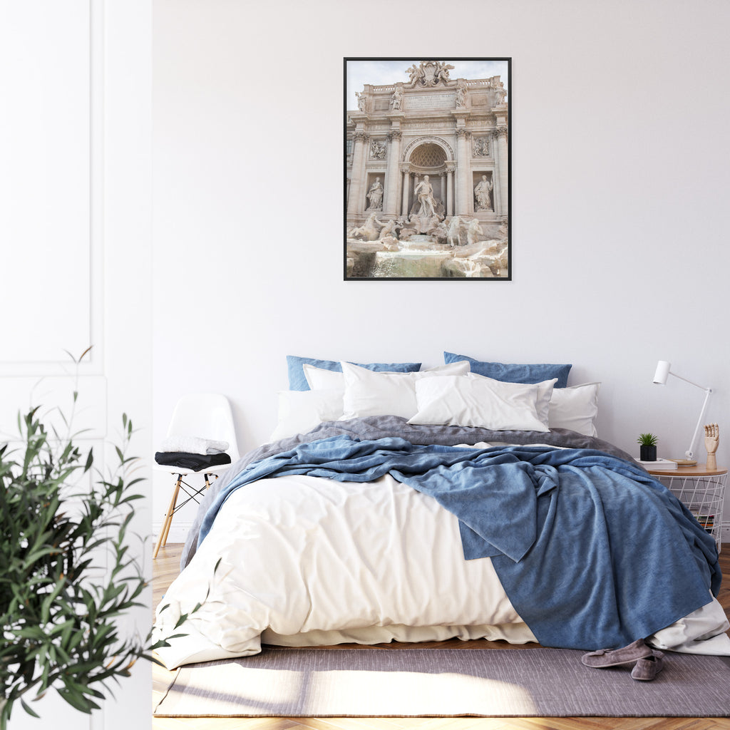 Plakat Rzymska Barokowa Fontanna Di Trevi Rama Aluminiowa Kolor Czarny