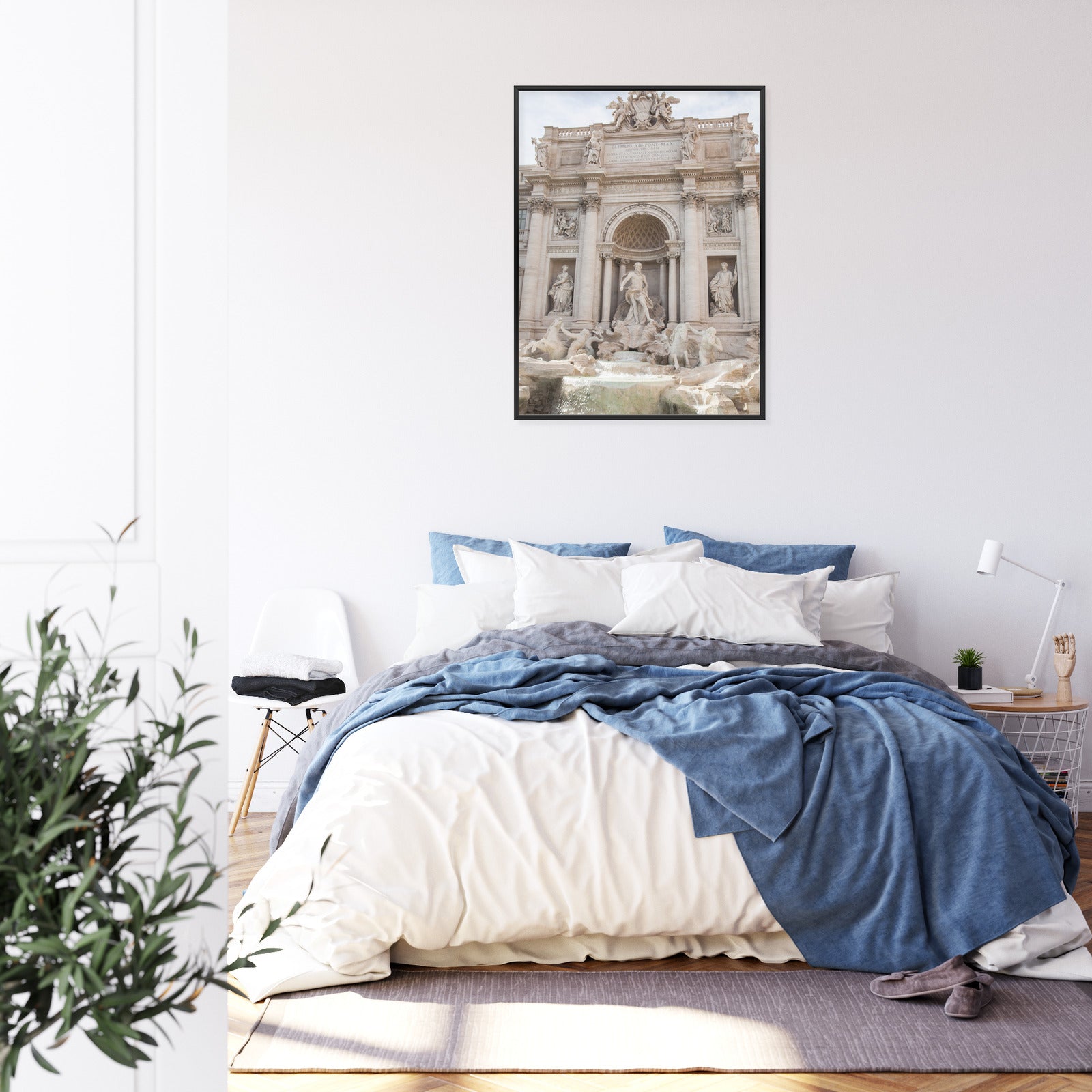 Plakat Rzymska Barokowa Fontanna Di Trevi Rama Aluminiowa Kolor Czarny