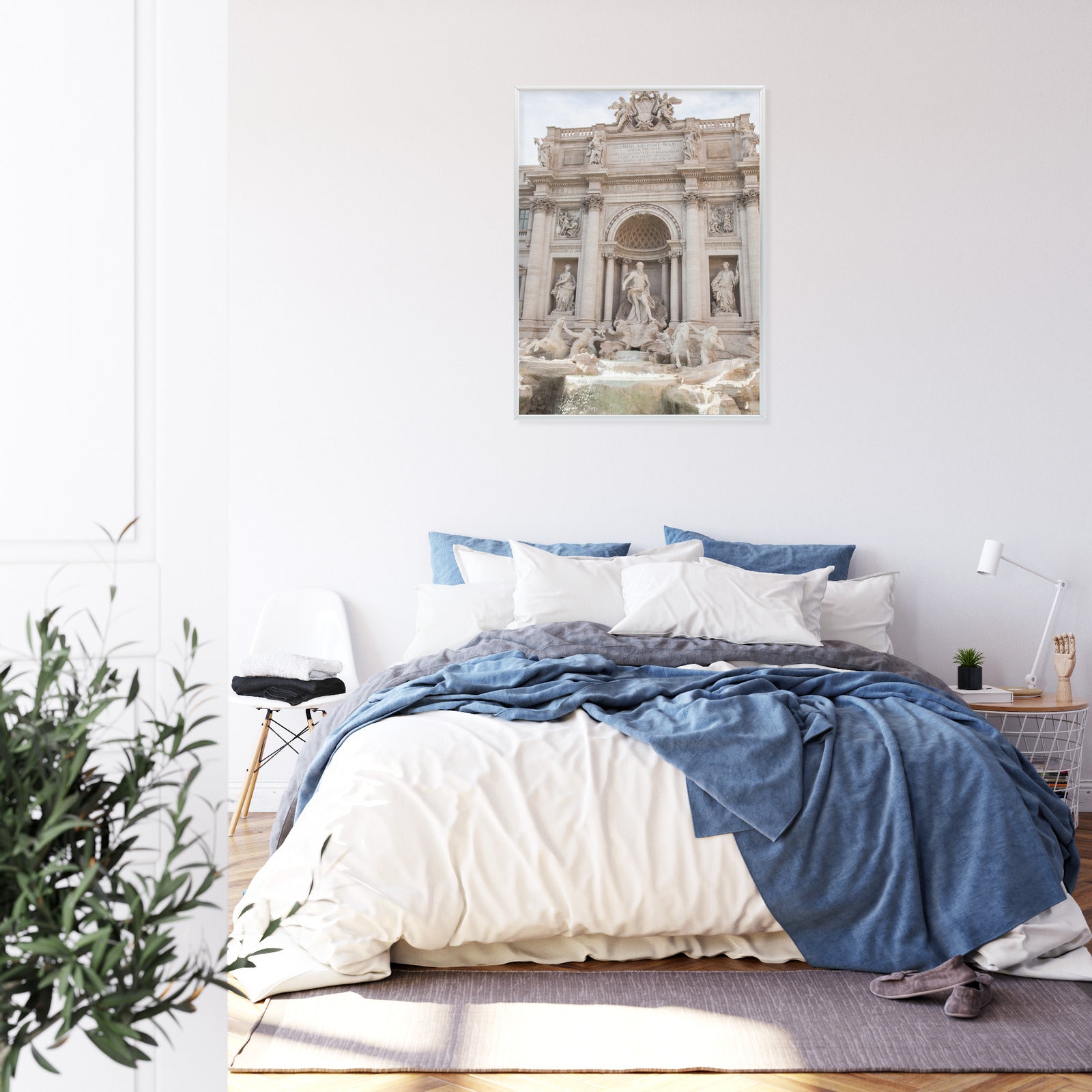 Plakat Rzymska Barokowa Fontanna Di Trevi Rama Aluminiowa Kolor Czarny