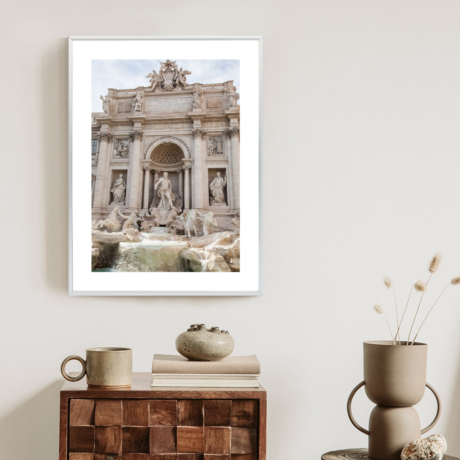 Plakat Rzymska Barokowa Fontanna Di Trevi Rama Aluminiowa Kolor Czarny