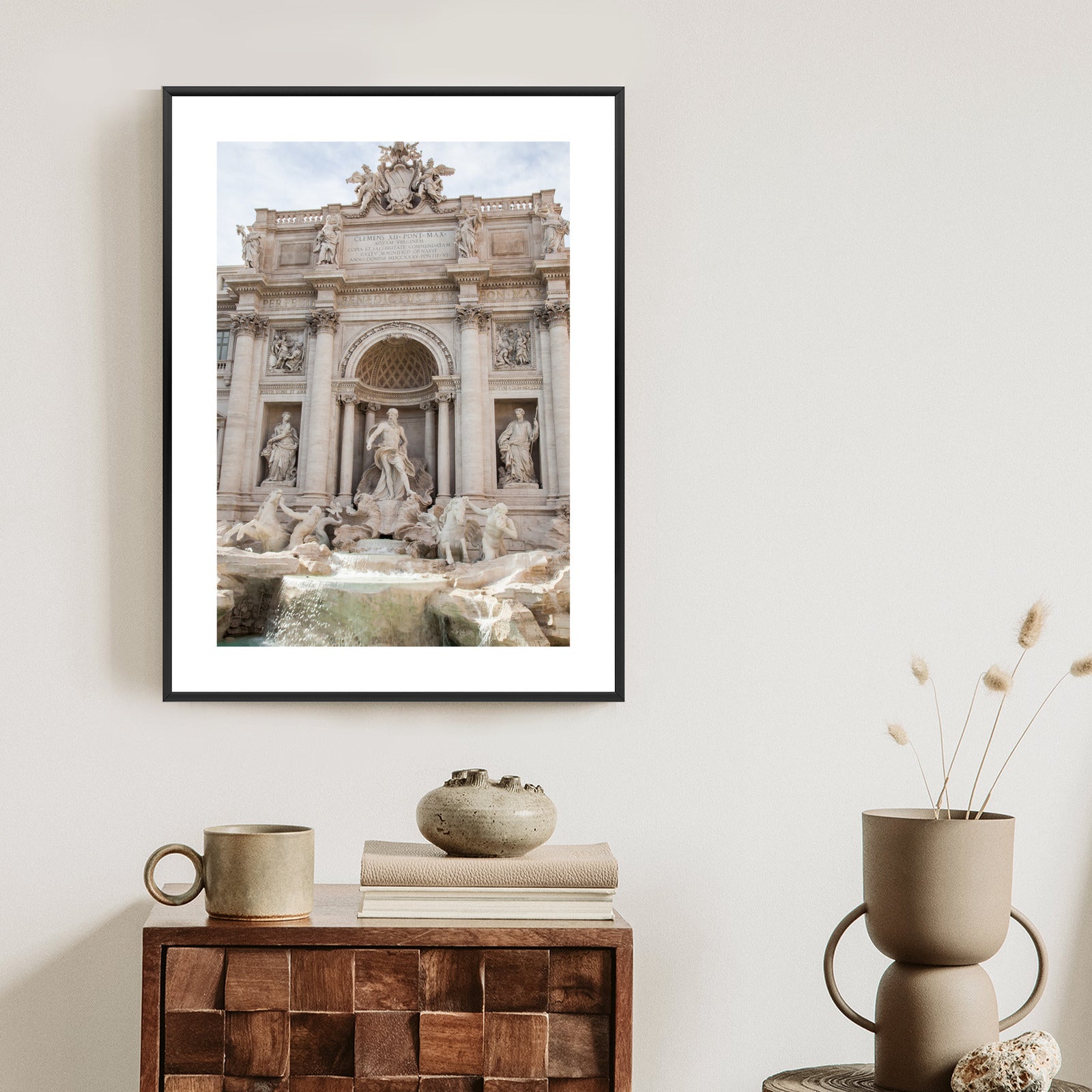 Plakat Rzymska Barokowa Fontanna Di Trevi Rama Aluminiowa Kolor Czarny