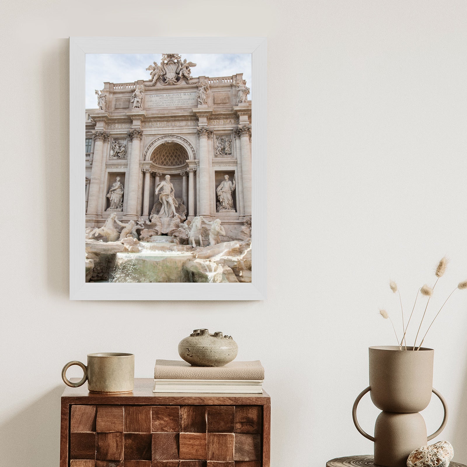 Plakat Rzymska Barokowa Fontanna Di Trevi Rama Aluminiowa Kolor Czarny