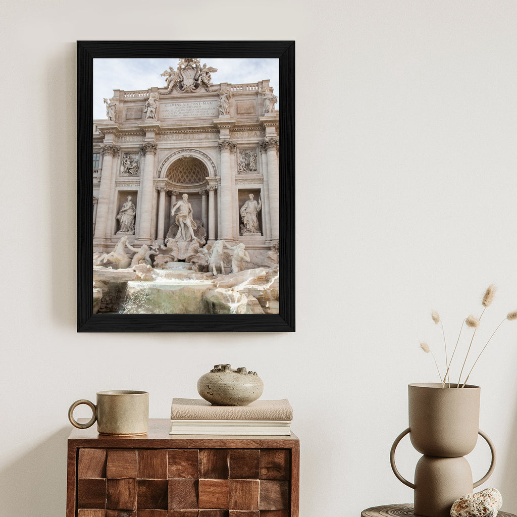 Plakat Rzymska Barokowa Fontanna Di Trevi Rama Aluminiowa Kolor Czarny
