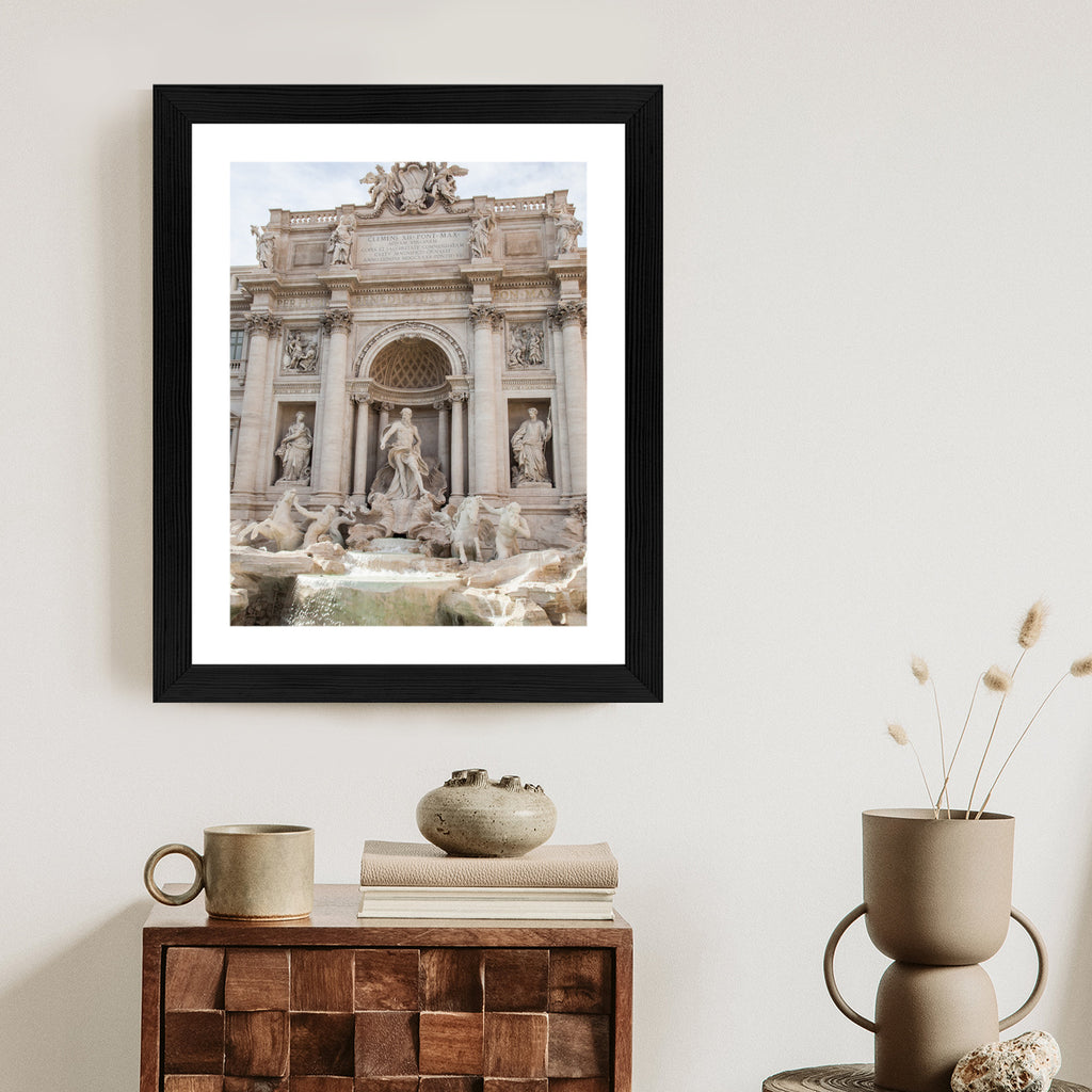 Plakat Rzymska Barokowa Fontanna Di Trevi Rama Aluminiowa Kolor Czarny