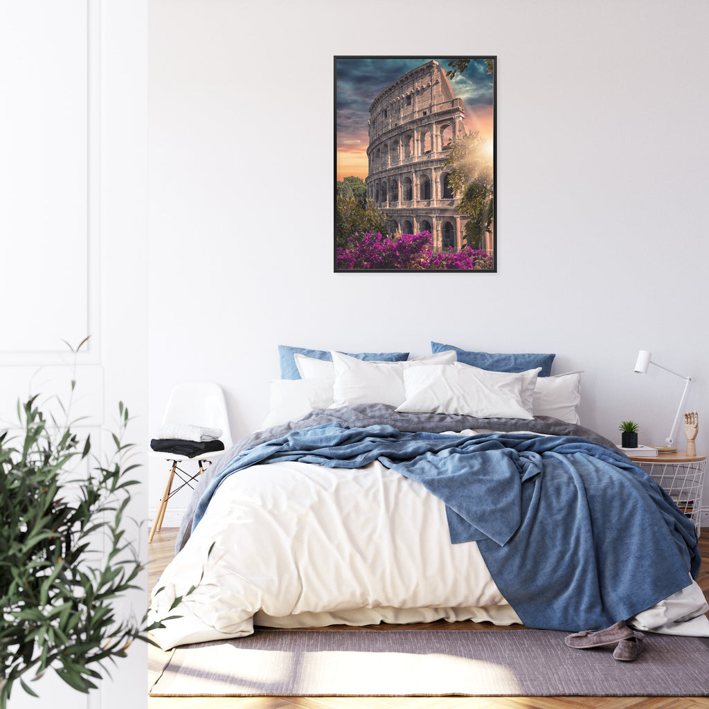 Plakat Letni Zachód Słońca Nad Rzymskim Koloseum Rama Aluminiowa Kolor Czarny