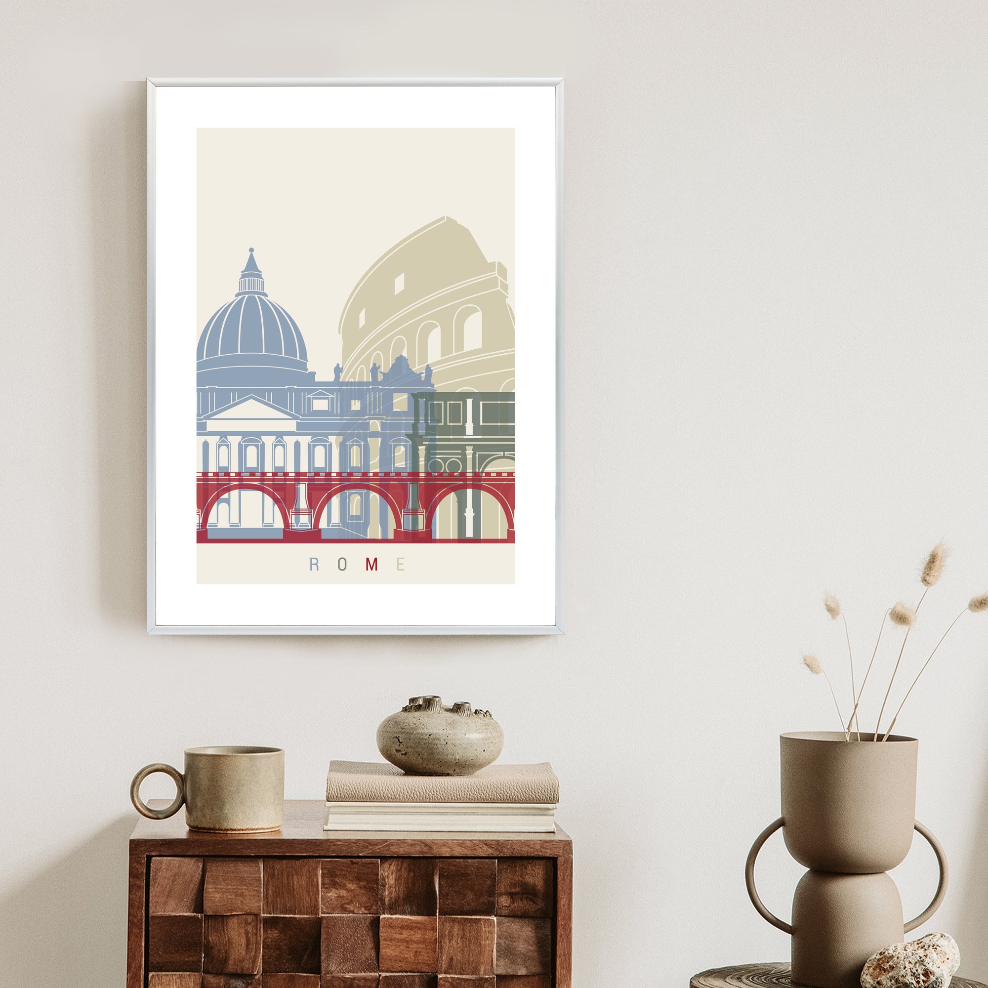 Plakat Kolorowa Ilustracja Architektura Rzymu Rama Aluminiowa Kolor Czarny