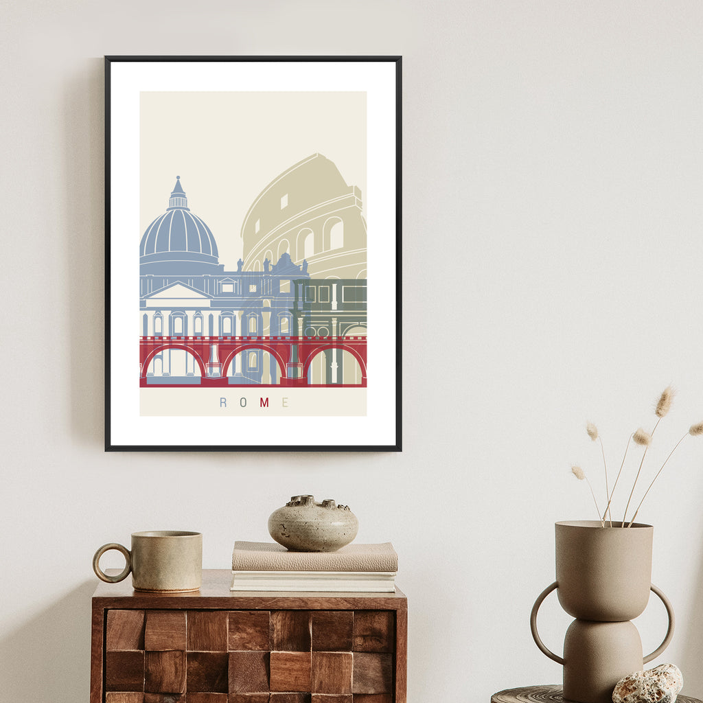 Plakat Kolorowa Ilustracja Architektura Rzymu Rama Aluminiowa Kolor Czarny