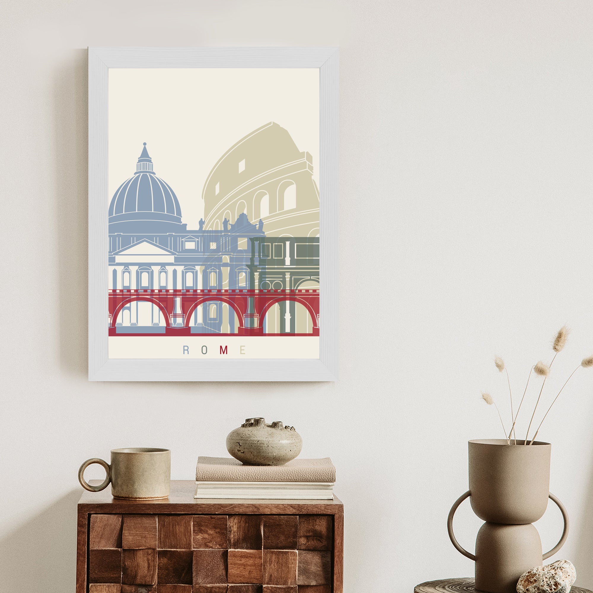 Plakat Kolorowa Ilustracja Architektura Rzymu Rama Aluminiowa Kolor Czarny