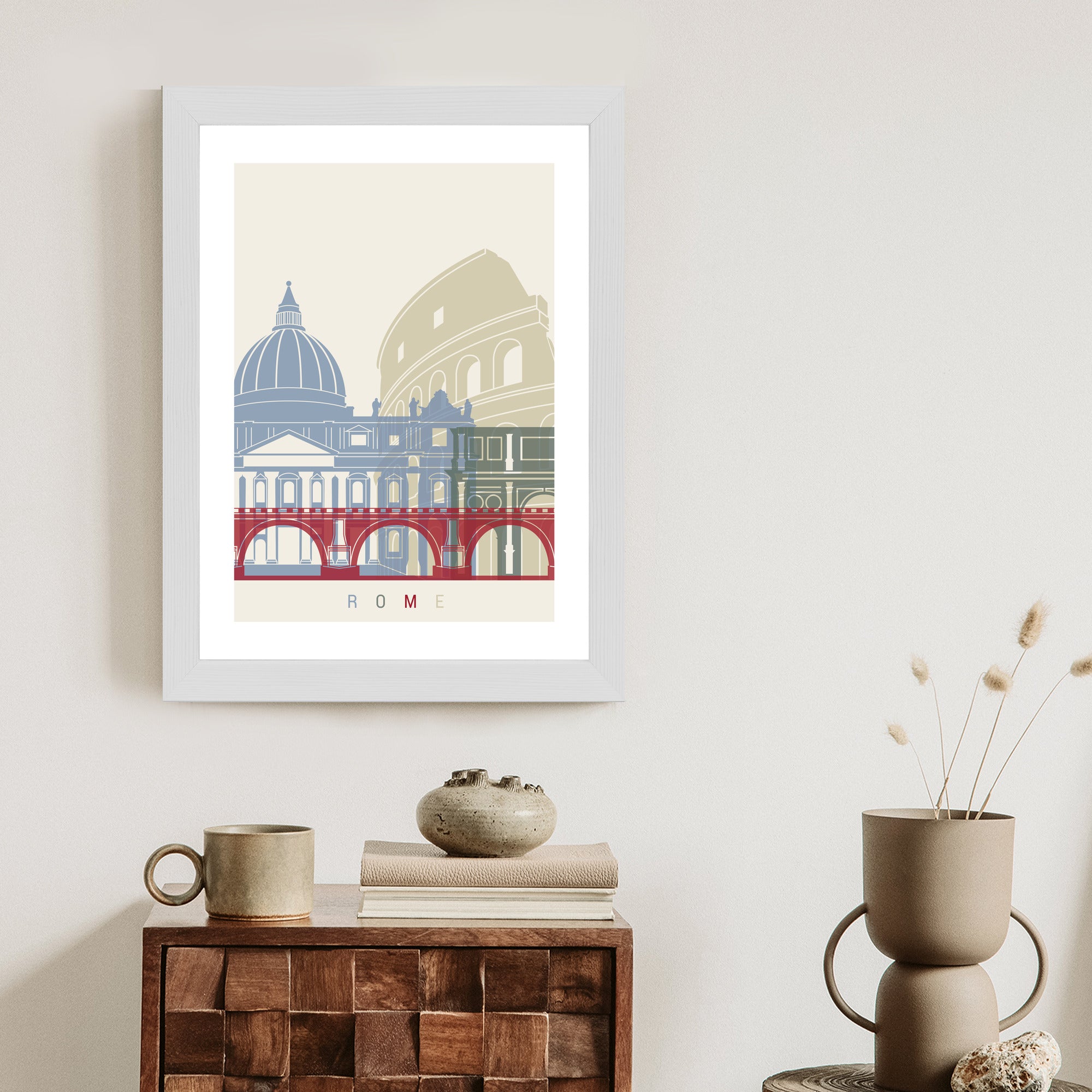 Plakat Kolorowa Ilustracja Architektura Rzymu Rama Aluminiowa Kolor Czarny
