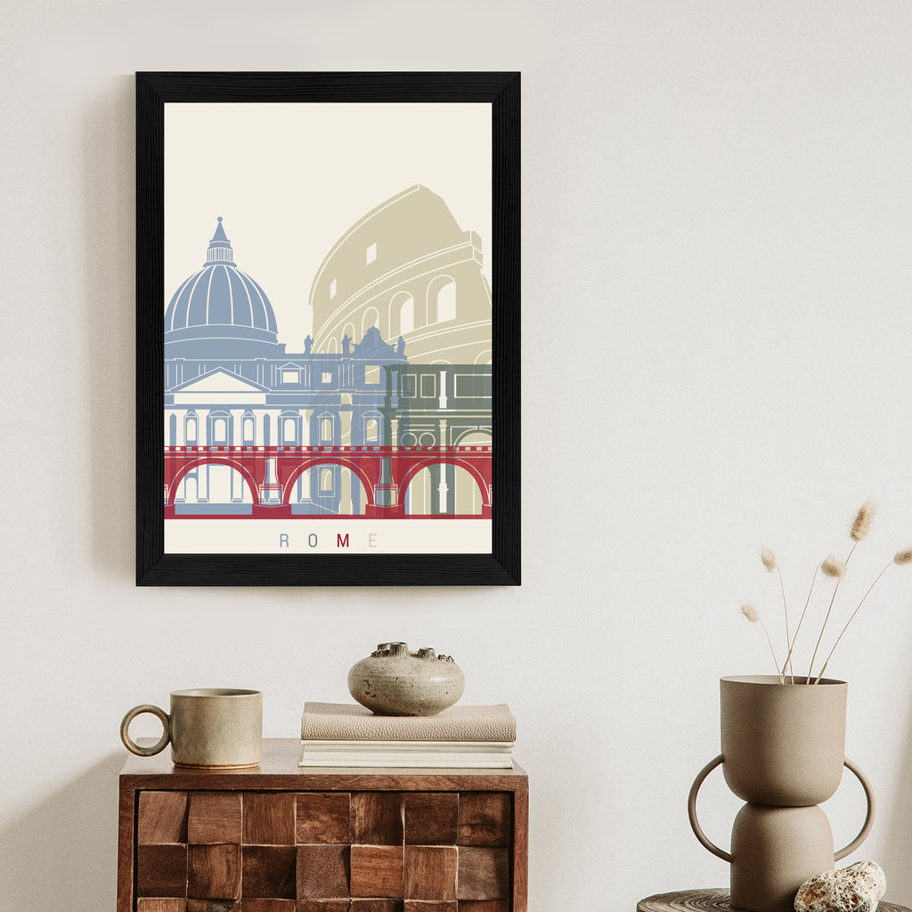 Plakat Kolorowa Ilustracja Architektura Rzymu Rama Aluminiowa Kolor Czarny