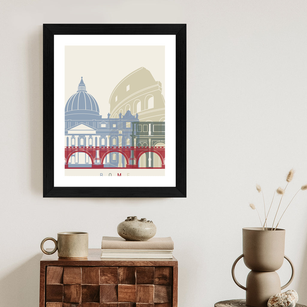 Plakat Kolorowa Ilustracja Architektura Rzymu Rama Aluminiowa Kolor Czarny