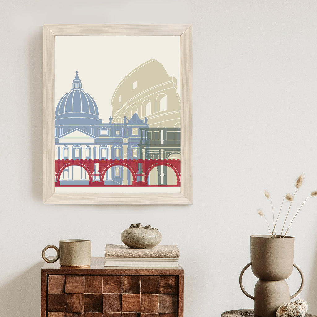 Plakat Kolorowa Ilustracja Architektura Rzymu Rama Aluminiowa Kolor Czarny