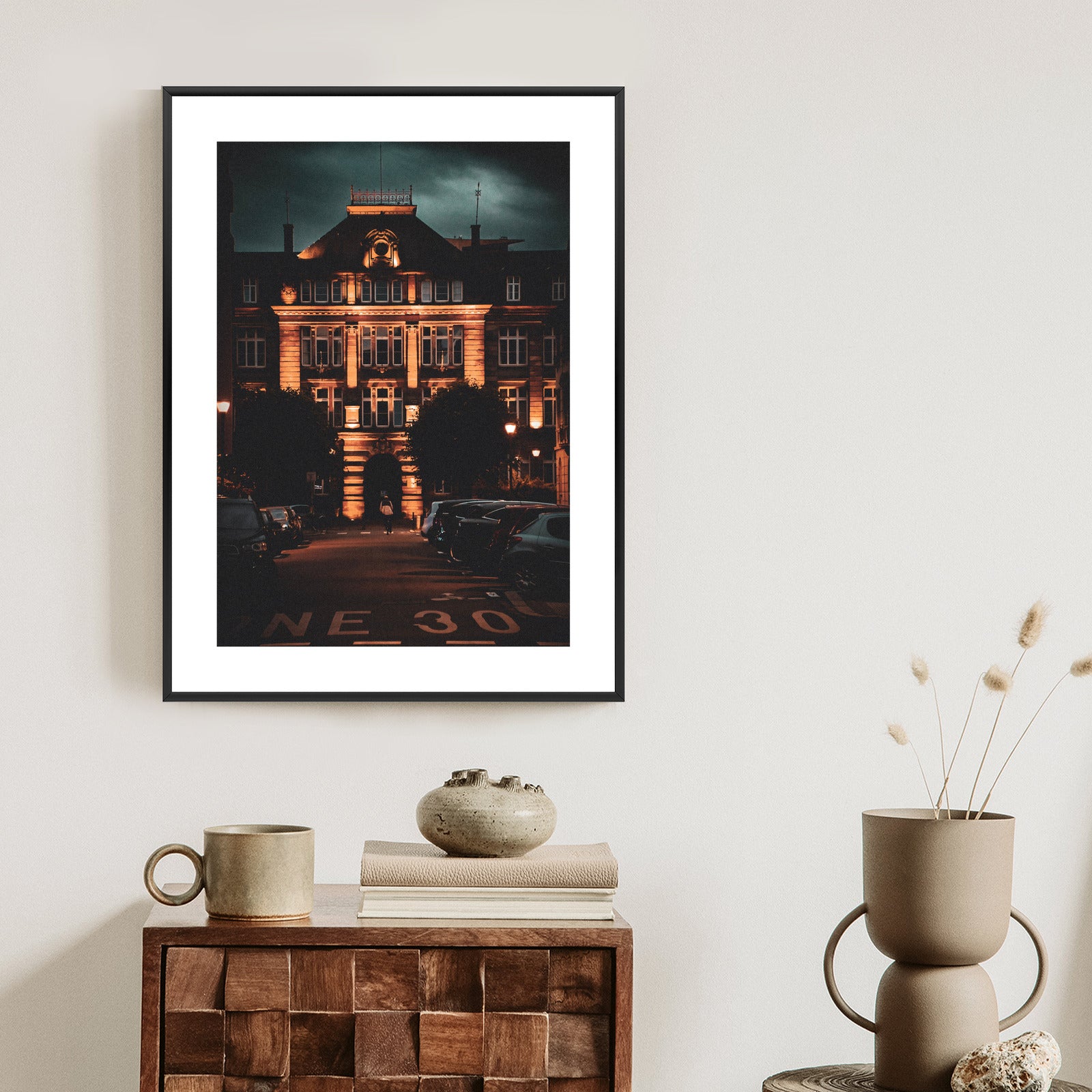Plakat Oświetlona Architektura W Rzymie Nocą Rama Aluminiowa Kolor Czarny
