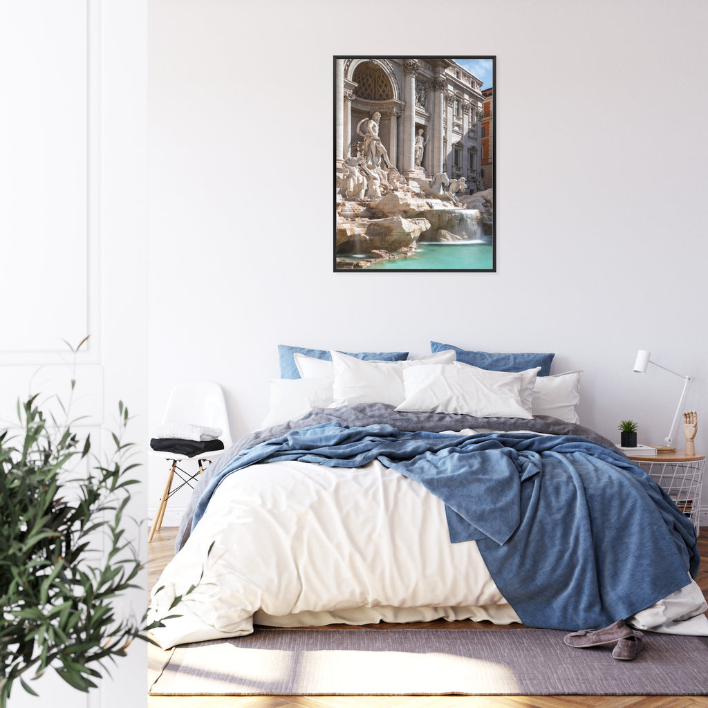 Plakat Fontanna Di Trevi Z Turkusową Wodą Rama Aluminiowa Kolor Czarny