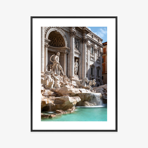 Plakat Fontanna Di Trevi Z Turkusową Wodą Rama Aluminiowa Kolor Czarny