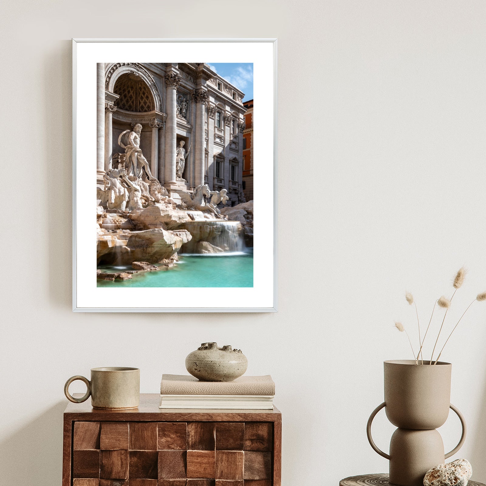 Plakat Fontanna Di Trevi Z Turkusową Wodą Rama Aluminiowa Kolor Czarny
