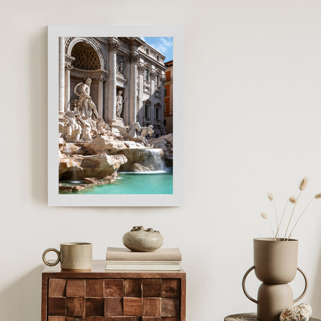 Plakat Fontanna Di Trevi Z Turkusową Wodą Rama Aluminiowa Kolor Czarny