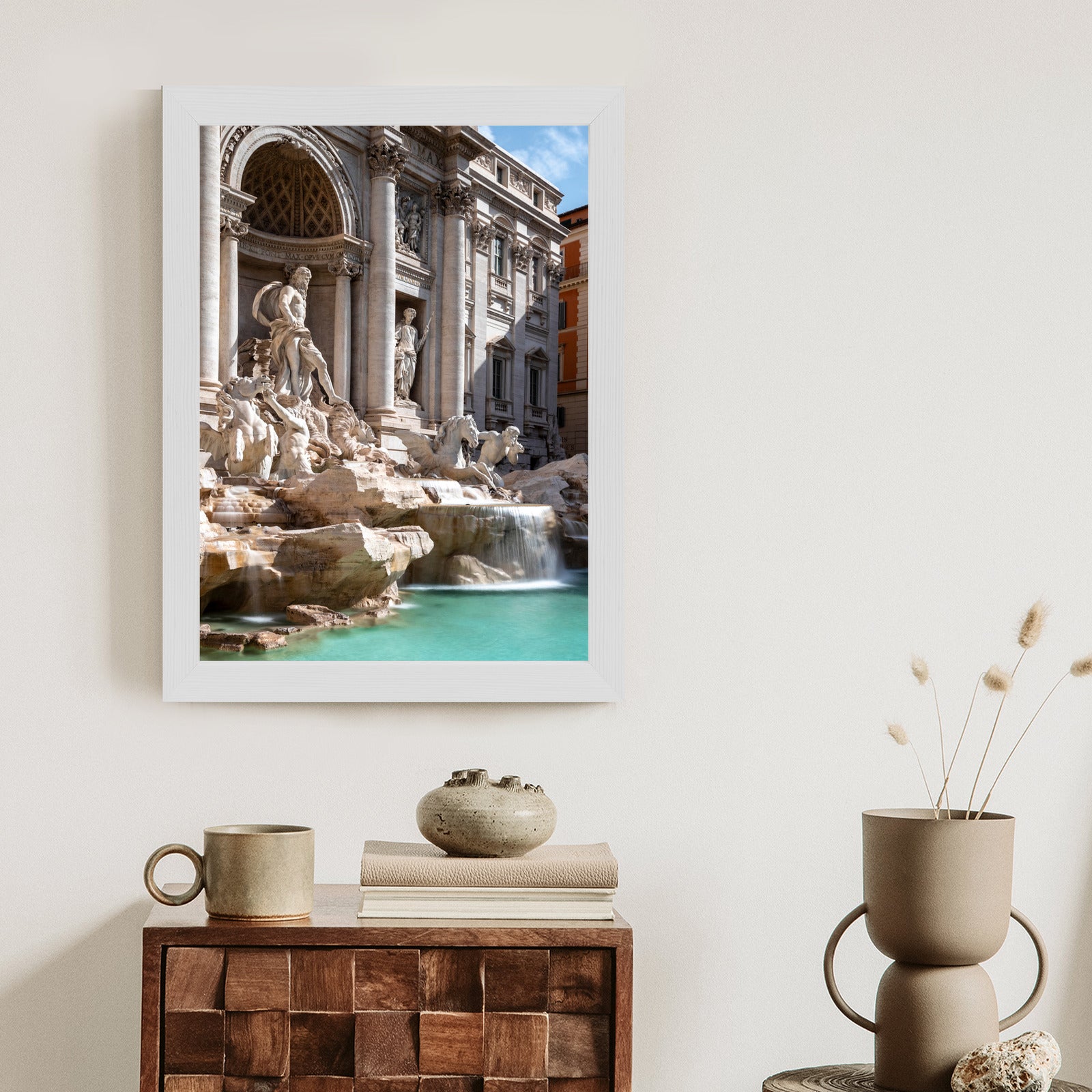 Plakat Fontanna Di Trevi Z Turkusową Wodą Rama Aluminiowa Kolor Czarny