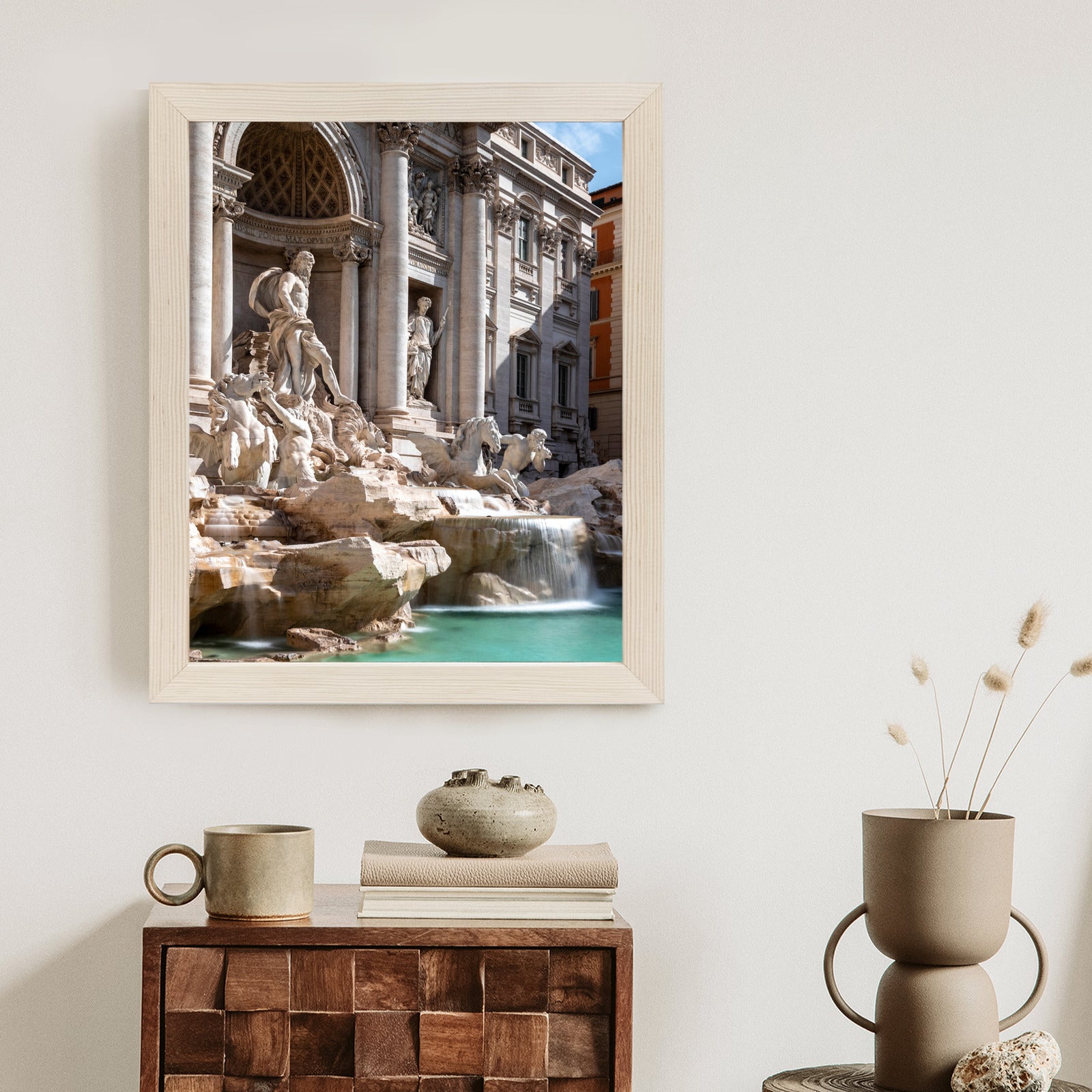 Plakat Fontanna Di Trevi Z Turkusową Wodą Rama Aluminiowa Kolor Czarny