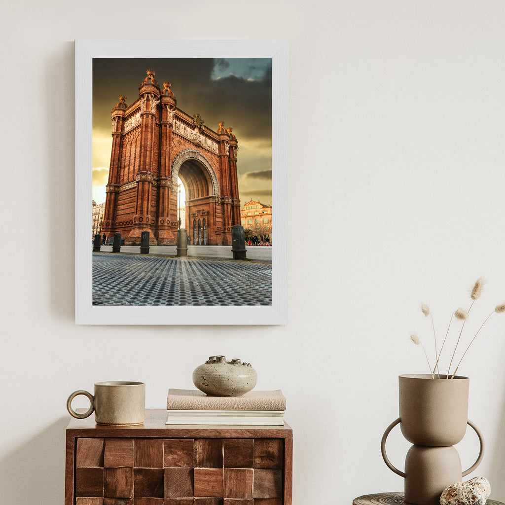 Plakat Łuk Triumfalny Słynna Budowla W Barcelonie Rama Aluminiowa Kolor Czarny