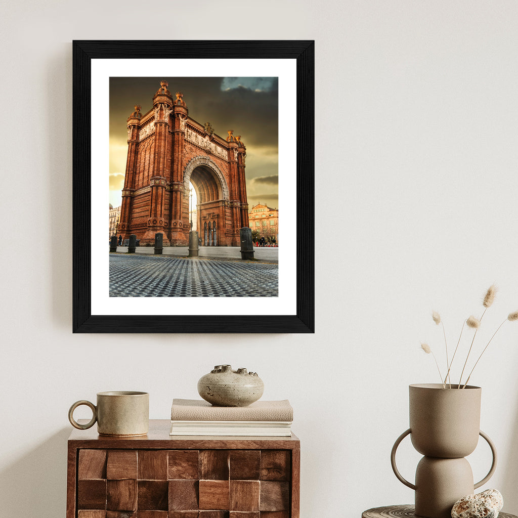 Plakat Łuk Triumfalny Słynna Budowla W Barcelonie Rama Aluminiowa Kolor Czarny