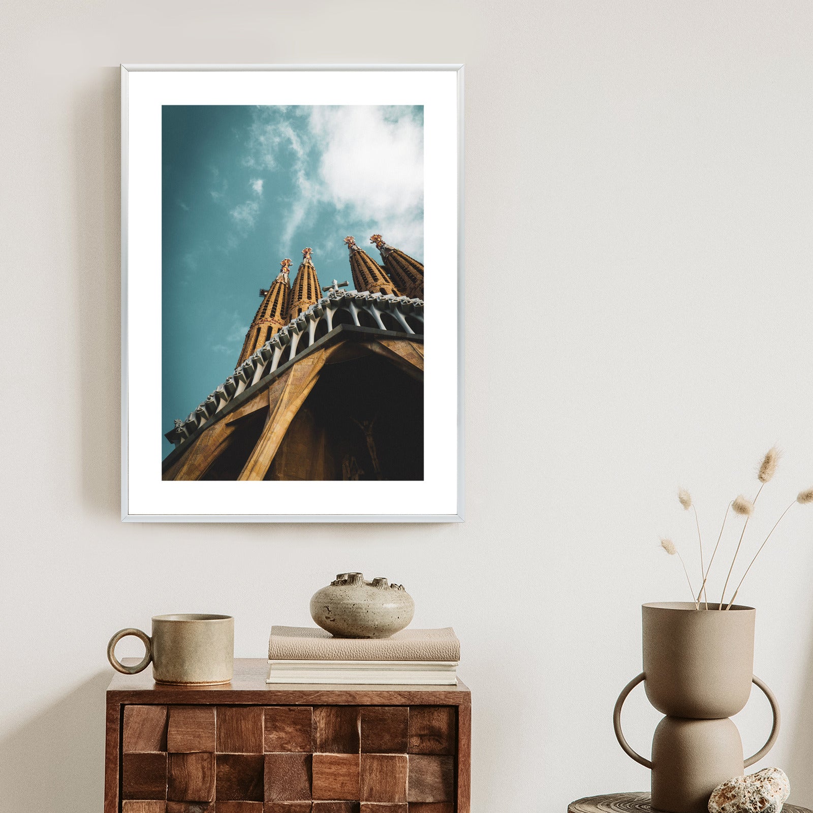 Plakat La Sagrada Familia Kościół W Barcelonie Rama Aluminiowa Kolor Czarny