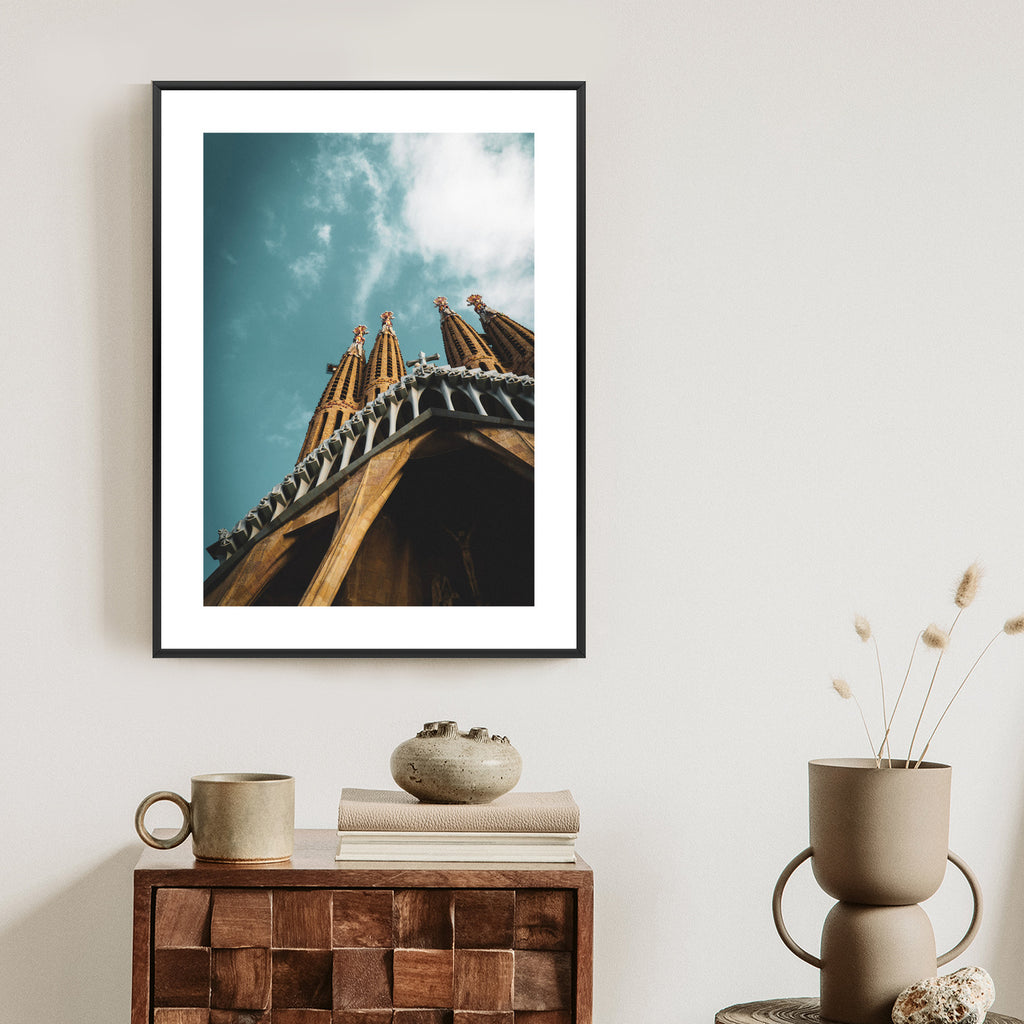Plakat La Sagrada Familia Kościół W Barcelonie Rama Aluminiowa Kolor Czarny