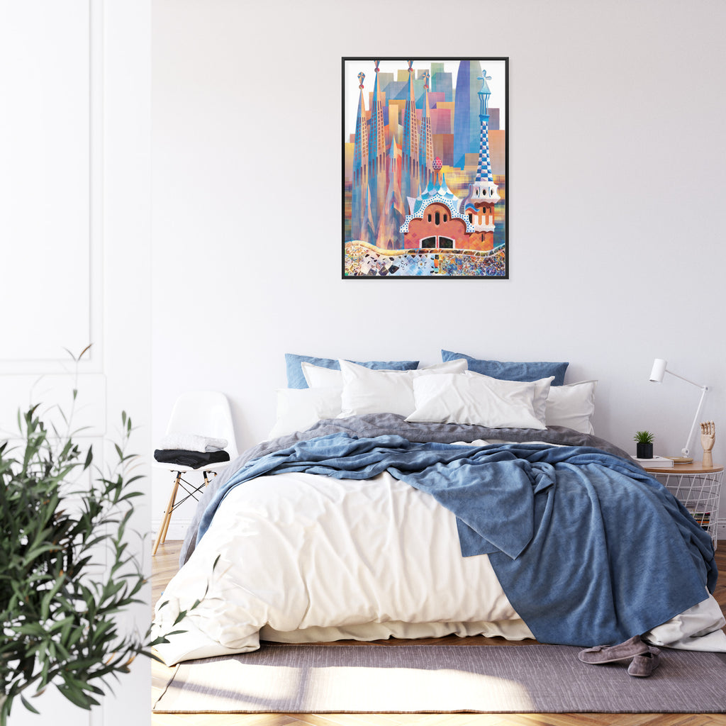 Plakat Słynna Architektura Barcelony Abstrakcja Rama Aluminiowa Kolor Czarny