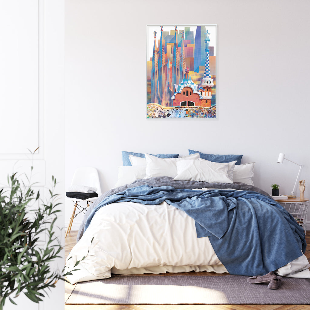 Plakat Słynna Architektura Barcelony Abstrakcja Rama Aluminiowa Kolor Czarny
