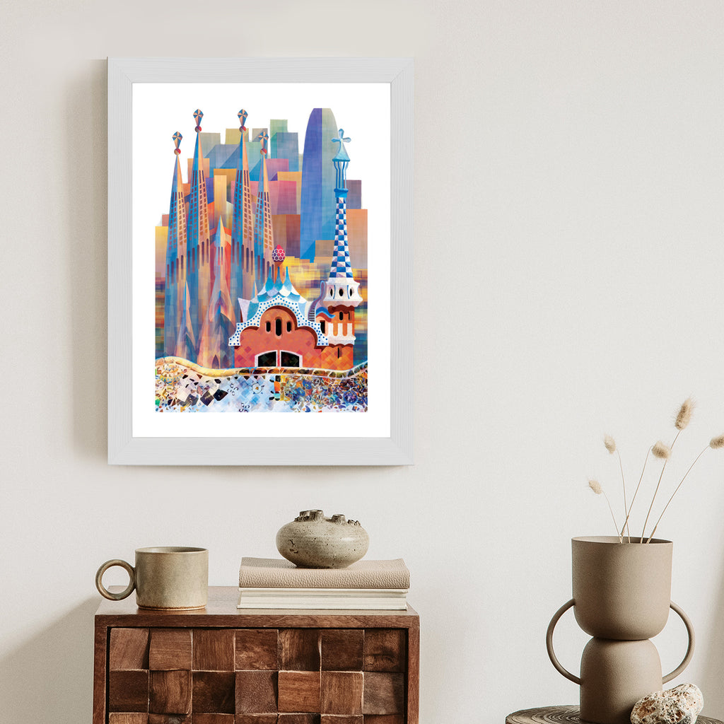 Plakat Słynna Architektura Barcelony Abstrakcja Rama Aluminiowa Kolor Czarny