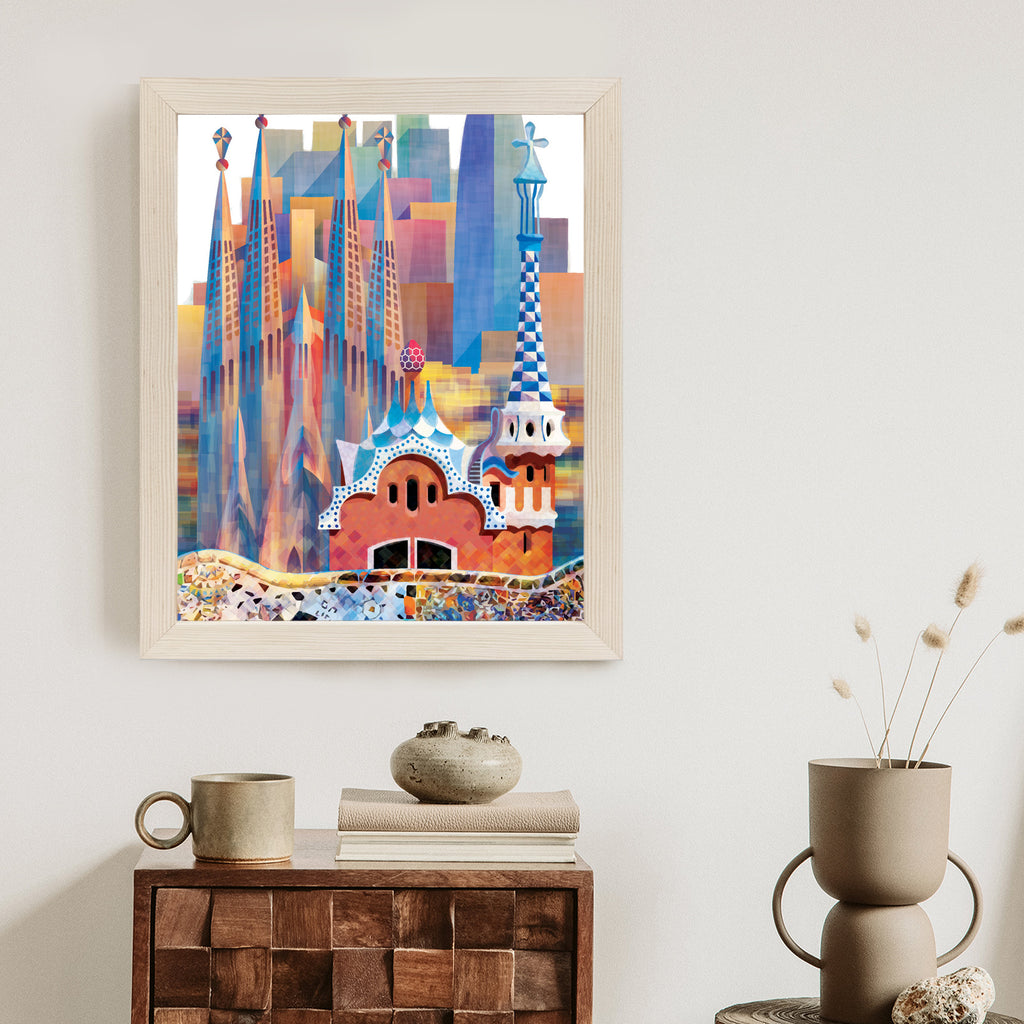 Plakat Słynna Architektura Barcelony Abstrakcja Rama Aluminiowa Kolor Czarny