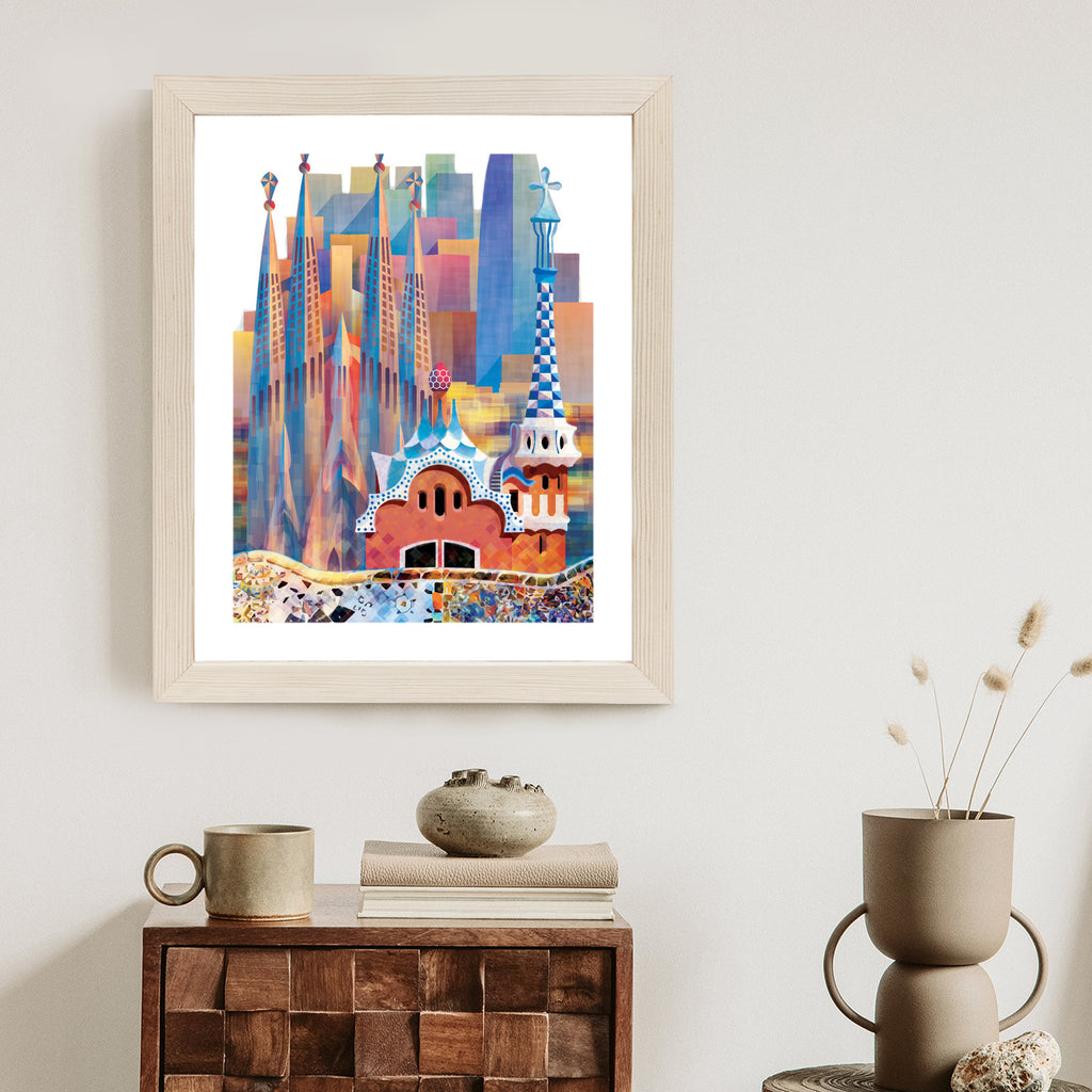 Plakat Słynna Architektura Barcelony Abstrakcja Rama Aluminiowa Kolor Czarny