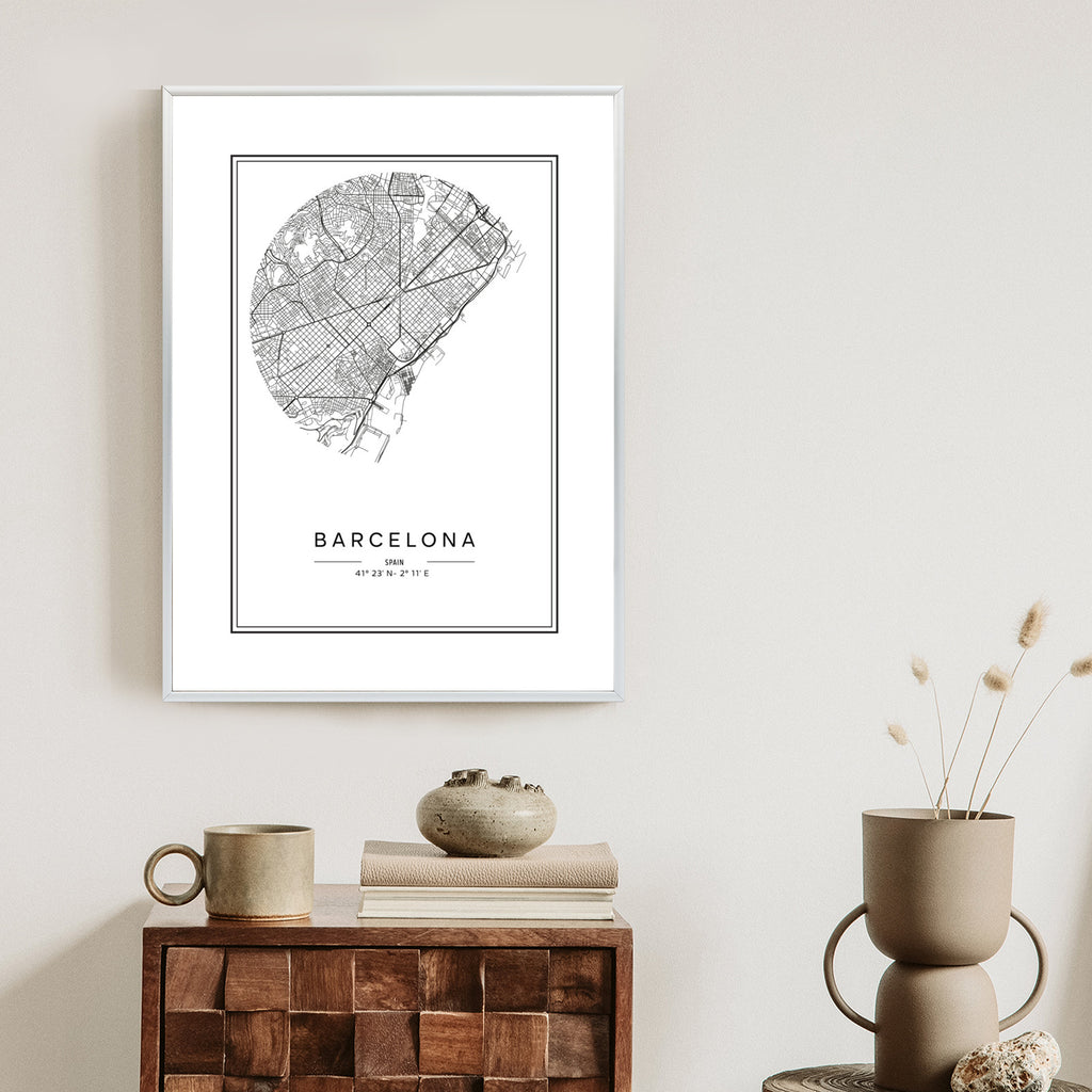 Plakat Minimalistyczna Mapa Miasta Barcelona
