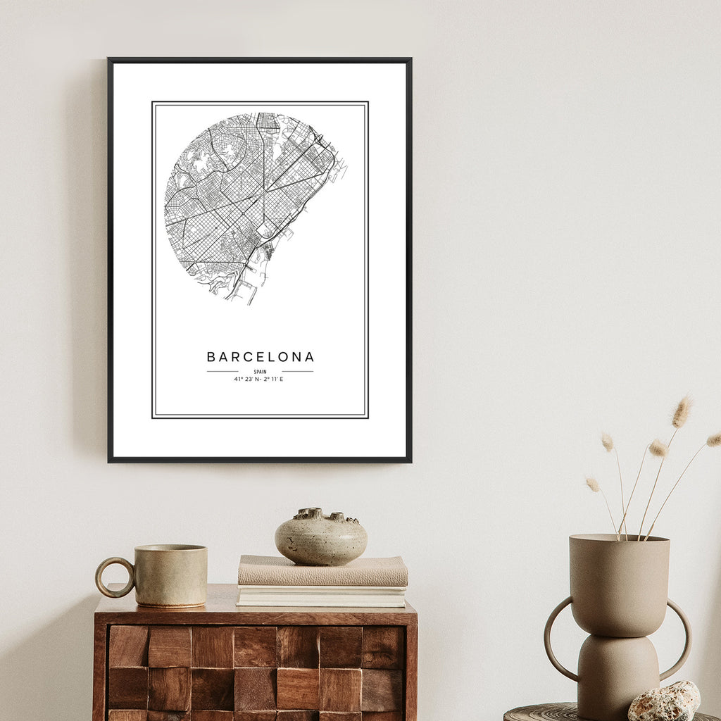 Plakat Minimalistyczna Mapa Miasta Barcelona