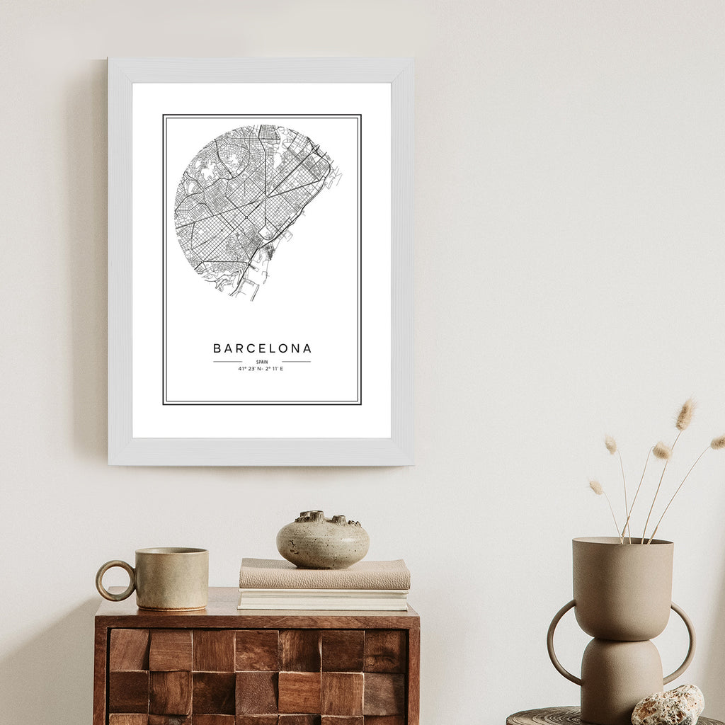 Plakat Minimalistyczna Mapa Miasta Barcelona