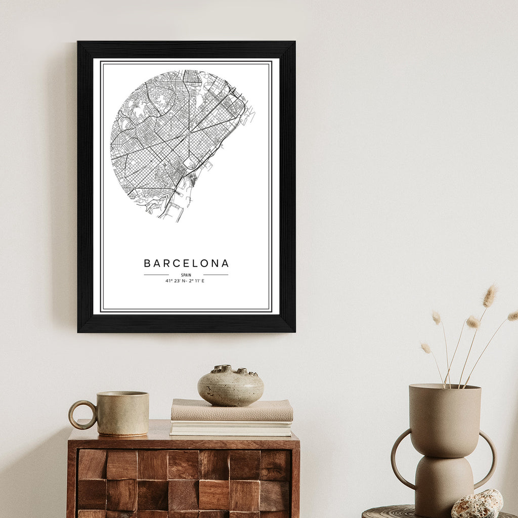 Plakat Minimalistyczna Mapa Miasta Barcelona