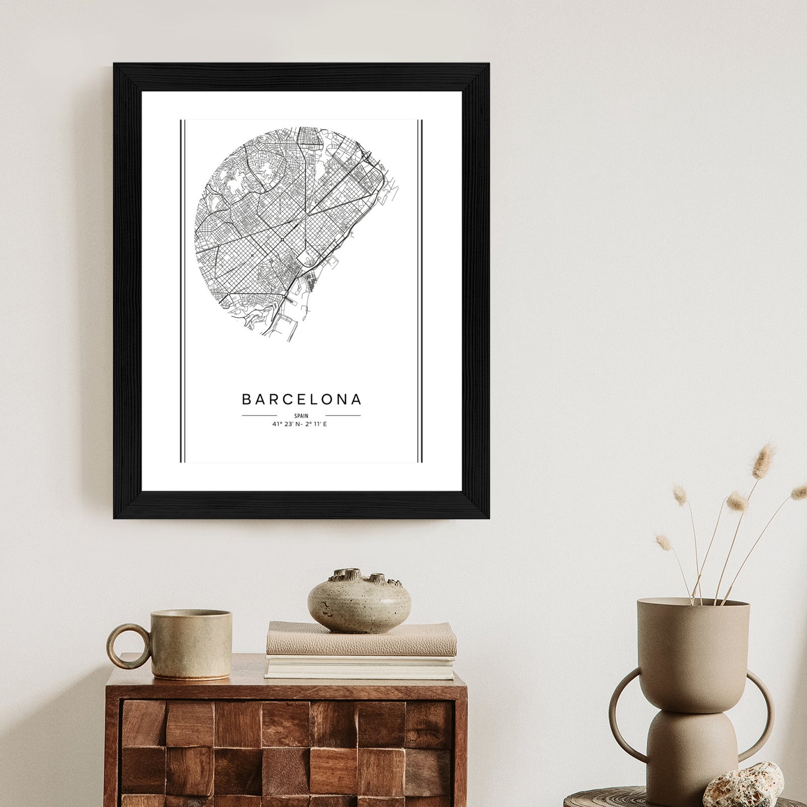 Plakat Minimalistyczna Mapa Miasta Barcelona
