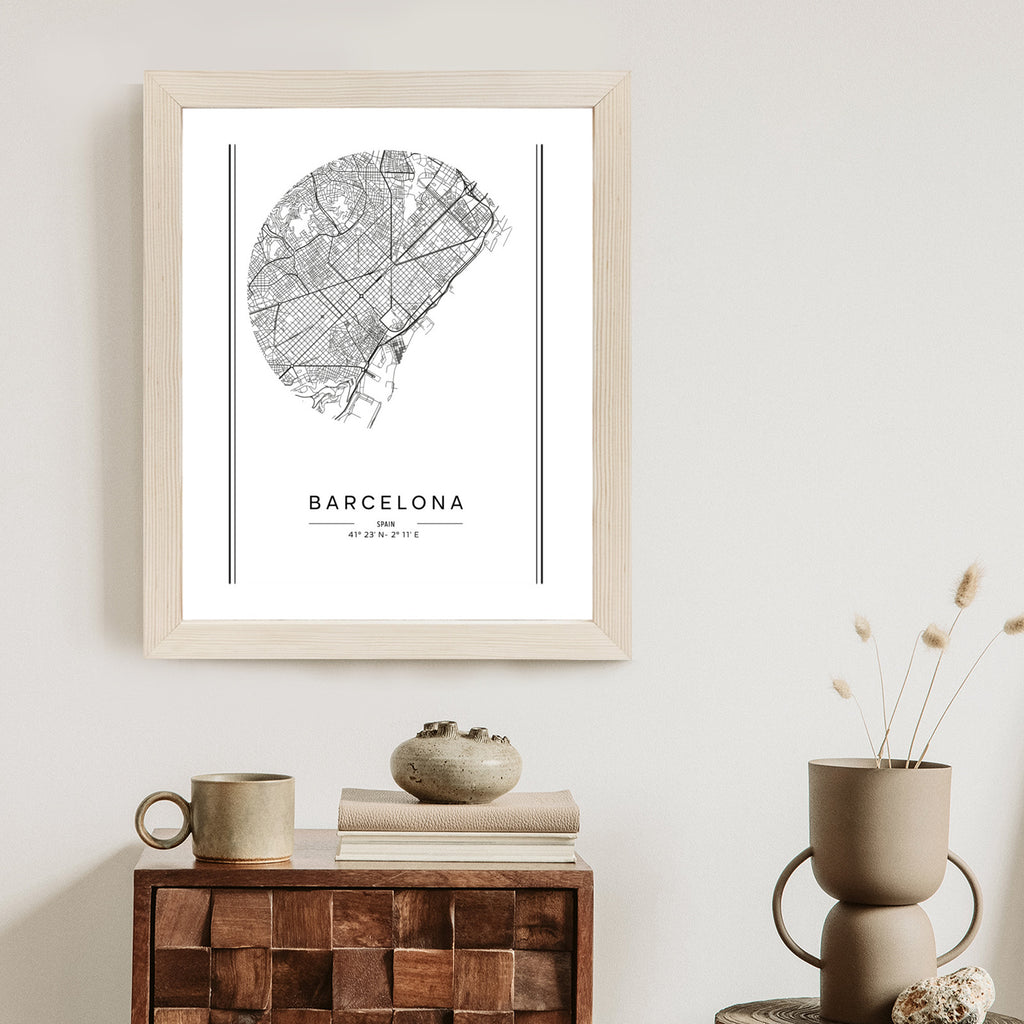 Plakat Minimalistyczna Mapa Miasta Barcelona