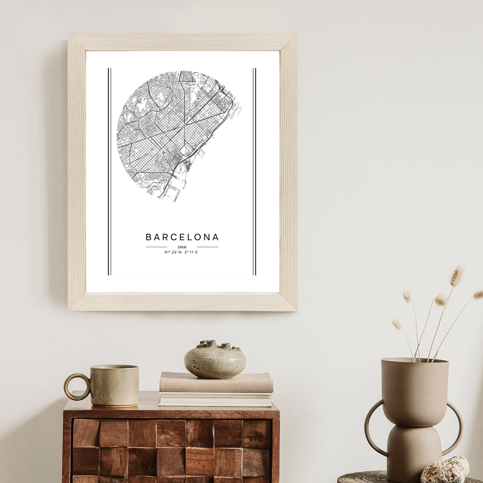 Plakat Minimalistyczna Mapa Miasta Barcelona
