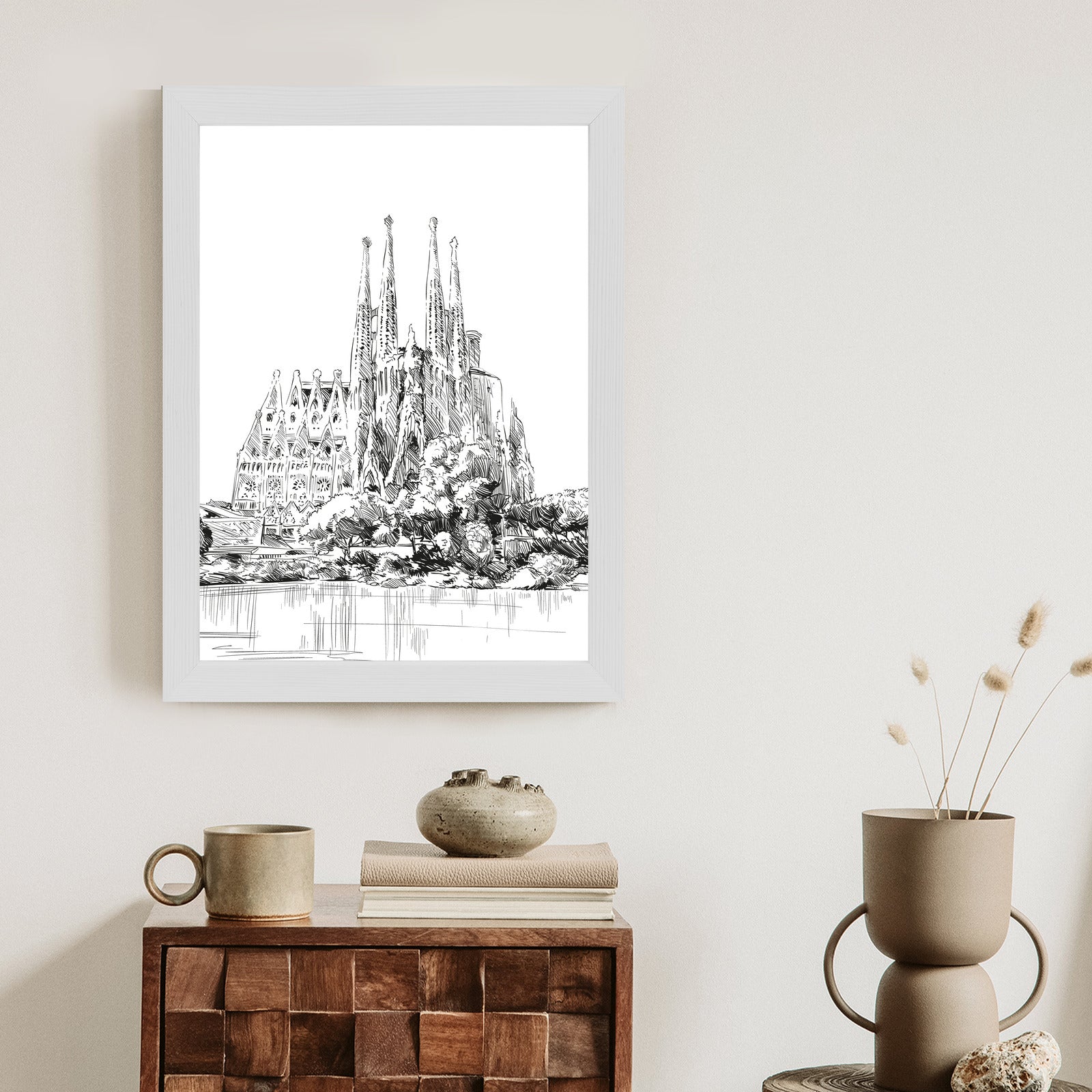 Plakat Bazylika Sagrada Familia Szkic Rama Aluminiowa Kolor Czarny