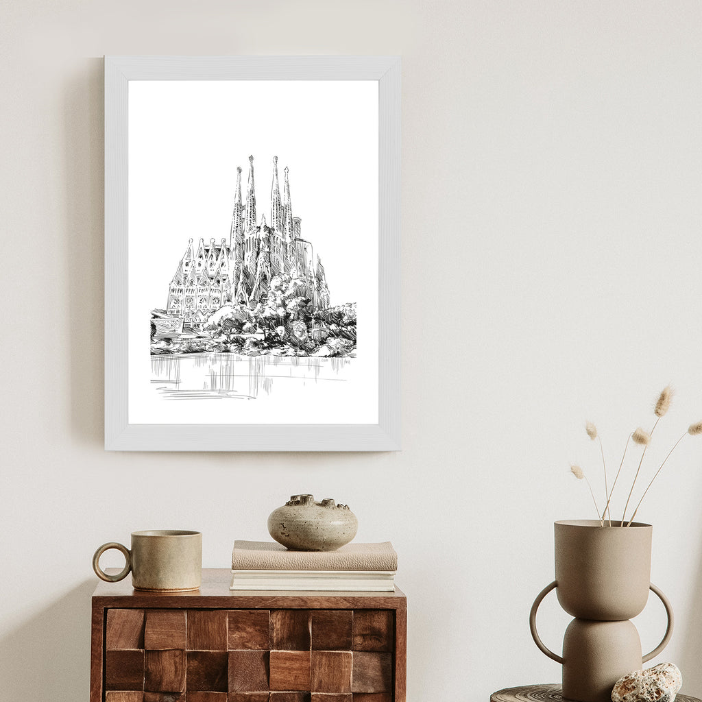 Plakat Bazylika Sagrada Familia Szkic Rama Aluminiowa Kolor Czarny