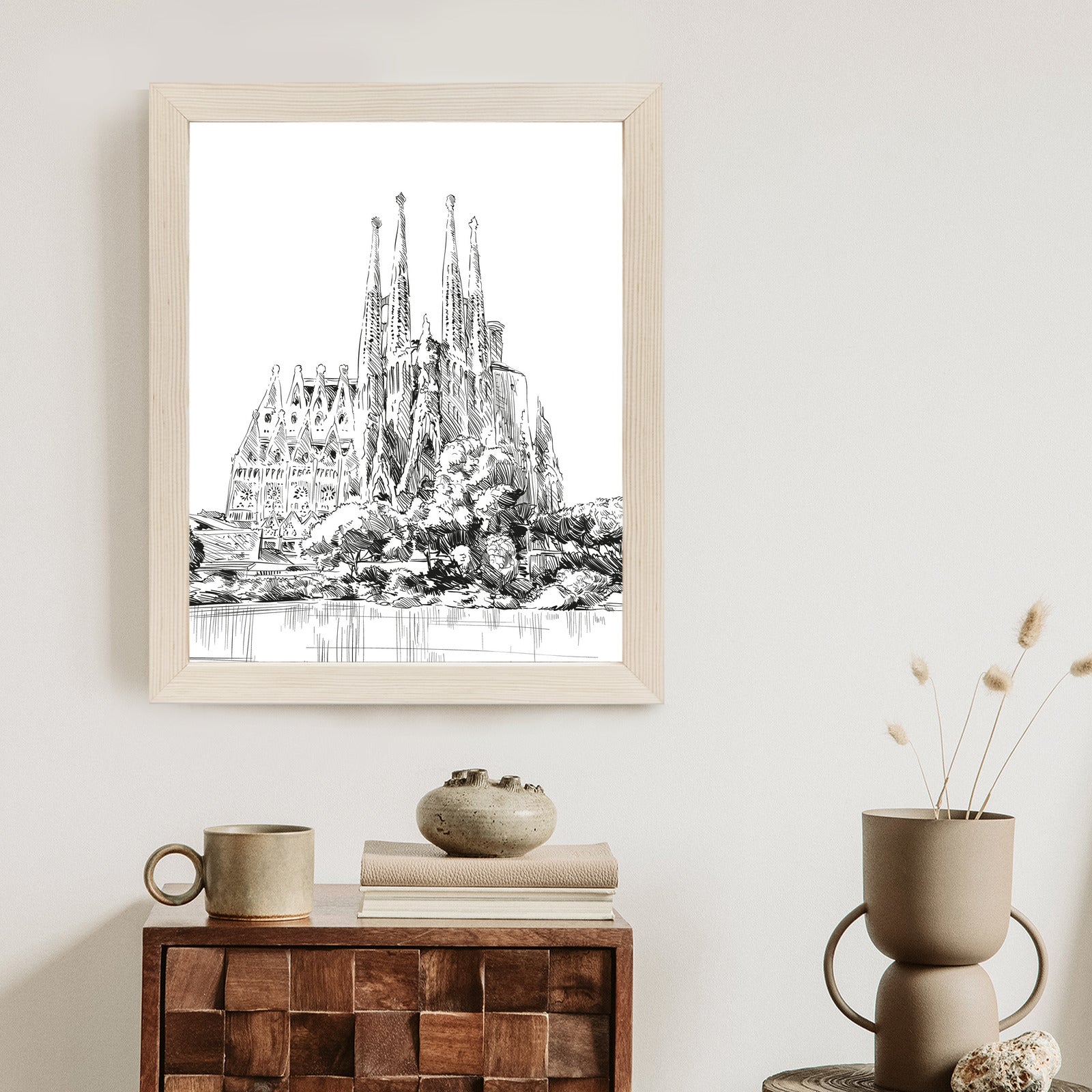 Plakat Bazylika Sagrada Familia Szkic Rama Aluminiowa Kolor Czarny