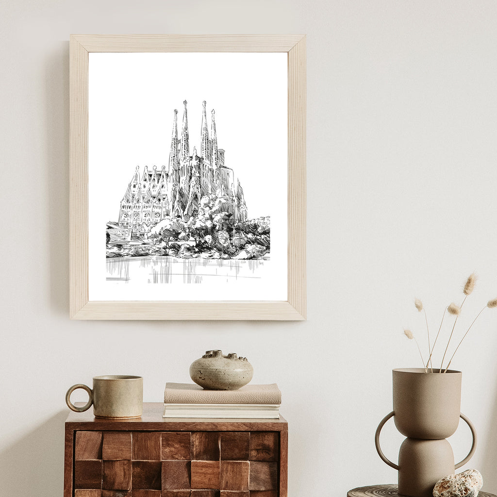 Plakat Bazylika Sagrada Familia Szkic Rama Aluminiowa Kolor Czarny
